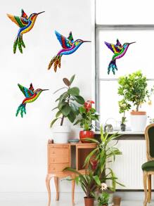 1 件/4 件金属蜂鸟墙饰 3D 鸟墙雕塑彩色户外墙面艺术装饰，适用于露台、花园、庭院、手工栅栏装饰礼物
