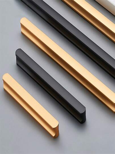 Solid Aluminum Cabinet & Drawer Long Pull Handles, Black And Gold Color For Furniture, Kitchen Cabinets