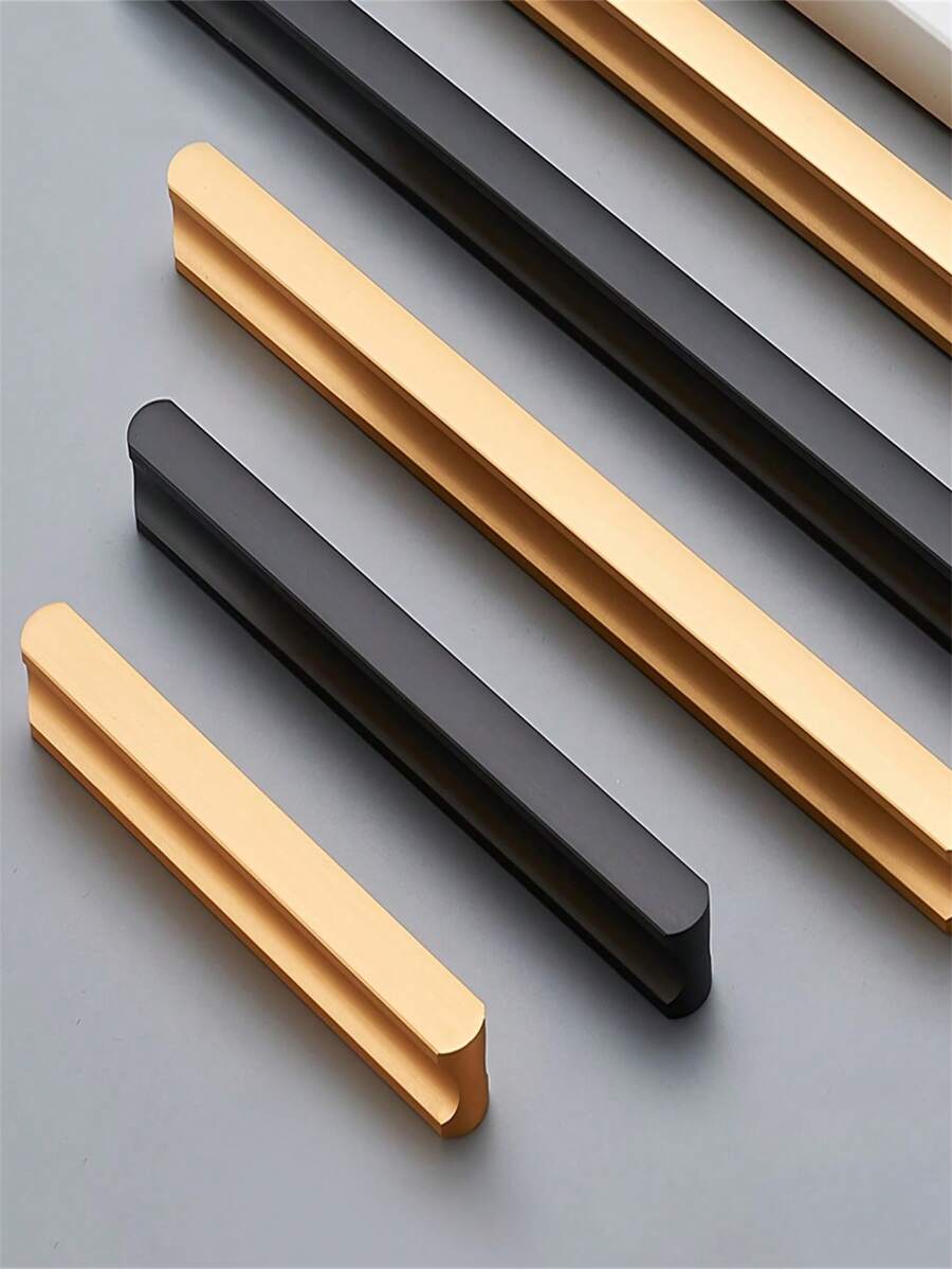 Solid Aluminum Cabinet & Drawer Long Pull Handles, Black And Gold Color For Furniture, Kitchen Cabinets - Multicolor - View 1