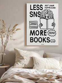 1pc Hand Drawing Encourages Reading Ink Painting Quotes-Printing Canvas -Posters-Wall Arts- Frameless Canvas Paintings - Bedroom, Home Office, Kitchen, Bathroom - Indoor/Outdoor Hanging Pictures Ideal Gift For Wall Decoration, Room Decoration Paintings