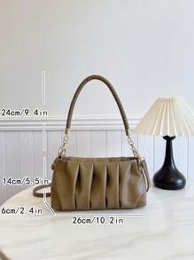 Bolso vintage, bolso de invierno, bolso de hombro de piel de PU con pliegues de moda, bolso de mano de mujer, bolso cruzado, adecuado para chicas, estudiantes, trabajadores de cuello blanco, ir al trabajo, combinación diaria, ocio, compras, viajes, regalos.