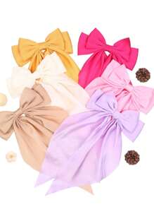 6 Pcs Silky Satin Bow Hair Accessories, Women's Large Hair Clips Girls Hair Accessories Hair Clips Bows Beautiful