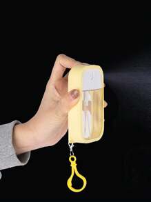 50ml Pequeño desinfectante de manos perfumado vegano en spray con llavero, botella de spray de agua y alcohol, esencial de viaje, bolsa de transporte de playa - Morado - Ver 3