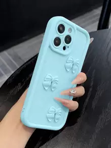 可爱蓝色蝴蝶结3D时尚蓝色竹纹手机壳，饰有可爱蝴蝶图案，兼容 16 Pro Max/16 Pro/16/16 Plus/15 Pro Max/15 Pro/15/15 Plus/14 Pro Max/14 Pro/14/14 Plus/13 Pro Max/13/13 Pro/12/11/XR/SE 2022款，防水防震防摔防刮，春季礼物 - 藍色 - 查看 2