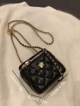 菱形皮革链条水桶包，迷你和大号尺寸，手提和单肩包，化妆包，最佳母亲节礼物