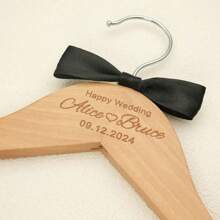 [Customized] Natural Solid Wood Hanger - Carved With Your Exclusive Logo Wooden Rotating Clothes Hanger For Clothing Store Wardrobe, Wooden Clothes Rack, Non-Slip Closet Organizer, Adult Wooden Hanger, Suitable For Wedding,Multi-Functional,Adjustable, Ornamental,Reusable,Exquisite,Adorable,High-Quality,Modern,Colorful,Cute,Comfortable,Stylish,Custom,Personalized,Unique,Ideal Gifts For Him,Ideal Gifts For Her,Boyfriend,Girlfriend,Dad,Mom,Family,Friends,Son,Daughter,Office,Tea Room,School,Home,Home Refresh,Customized Hangers & Racks - Bow Hanger - View 6