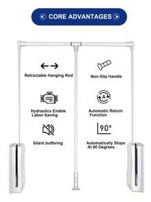 Barra de armario de fácil bajada - Barra de armario montada lateralmente ajustable para colgar ropa, fácil de tomar y guardar la ropa, ancho ajustable: 55 cm ~ 70 cm