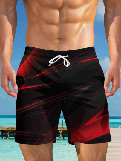 Men's Leisure Beach Shorts With 3D Hawaiian Floral Print - Quick Dry, Drawstring Waist, Perfect Choice For Summer Outing,Hawaiian