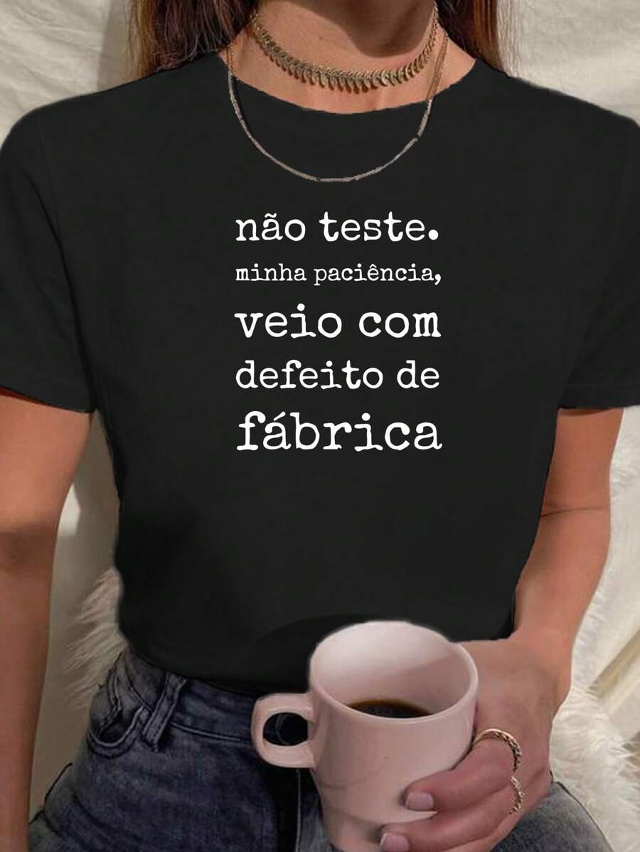 Babylook Women's T-Shirt Funny Phrases Don't Test My Patience, It Came With Factory Defect 100% Cotton Various Colors - màu đen - Xem 1