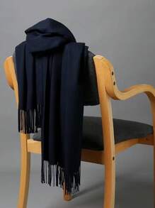 MilyModa Unisex Plain Scarf 150g With Fringes - Black - View 4
