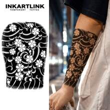 INKARTLINK 革命性技术纹身、半永久纹身、半袖纹身、樱花纹身、逼真纹身、浪漫纹身、临时纹身、防水纹身、真实纹身外观、小众设计纹身、水果纹身、植物纹身 - 黑色 - 查看 2