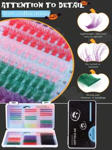 600/570PCS Colorful Mixed Color DIY Eyelash Extension Set High Capacity Individual Eyelash Curler 9-16MM Hybrid D-Curl 3D Effect Natural & Pretty Soft & Comfortable False Eyelash Long Lasting Individual Eyelash Set Eyelash Curler Music Festival & Daily Life & Masquerade & Dating & Party Use