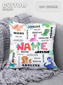 1pc Customized Name Print Pillowcase, Customizable Name And Patterns Like Dinosaur, Turtle, Special Fonts, Single-Sided Print, Suitable For Children, Birthday, Children's Day, Daily Gift, Can Make Your Own Photo Pillowcase, Great Gift For Family, Friends And Yourself - Royal Blue - View 1