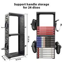DATA FROG Video Game Storage Compatible With PS 5/ PS 4/ PS3/ Xb Ox Series S X/Xb Ox Game Shelf Organizer Compatible With Playstation DVD Game Holder Tower - Shape - View 5