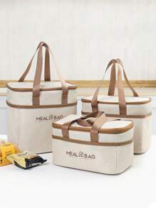 1pc Lunch Box Bag For Office Workers, Student Carrying Rice Bag, Aluminum Foil Insulated Waterproof Meal Bag, Lunch Box Bag, Thickened Rice Carrying Bag - Khaki - View 2