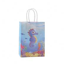 6/12/24 pièces/set de sacs en papier kraft 21*15*8cm thème océan, convient pour les cadeaux de vacances, anniversaires, shopping, transport et emballage cadeau décoratif, pour la fête des mères, les cadeaux de demoiselle d'honneur, de remise de diplôme, d'anniversaire, de mariage