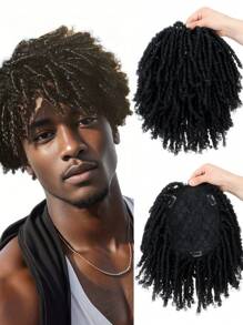 男士短款合成纤维编织假发，爆炸头波波头造型，黑棕色钩针编织假发，多层透气仿脏辫假发，适合日常佩戴 - 彩色 - 查看 2