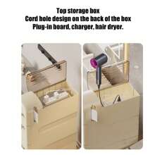 3-Tier Slim Bathroom Storage Cabinet With Wheels - Narrow ABS Waterproof Floor Organizer For Small Spaces, Rolling Cabinet For Bathroom/Kitchen/Bedroom/Living Room - Beige - View 5