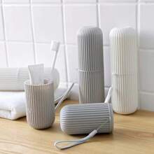 1PC塑料牙刷盒便携式家用牙刷杯刷子漱口杯旅行分装漱口杯套装牙具筒牙膏管牙科收纳盒防漏储物杯。 - 彩色 - 查看 6