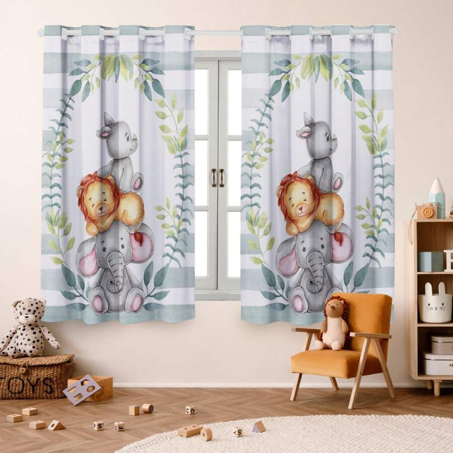 Children's Curtain Encantos 2.00 X 1.50 Decoration, Baby Room, Baby, Girl, Boy - 藍色 - 查看 1