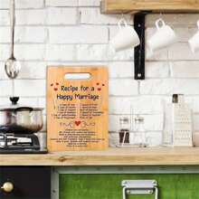 Happy Marriage Engraved Bamboo Cutting Board - Perfect Wedding & Bridal Shower Gift For Couples - Wood Color - View 7