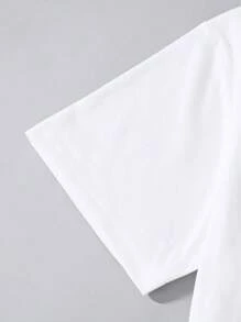 Camiseta casual de mujer de manga corta con cuello redondo - Blanco - Ver 4