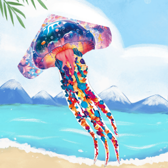 2025 Fashion! Giant Magical Jellyfish Kite, 2025 Fashion Kite! 3D Cutout! Giant Ocean Creative Jellyfish Kite, Colorful Jellyfish Kite, Creative New Year Gift