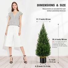 2-Pack Lifelike Cedar Topiary Trees (3/4/5 Ft) With Black Pot UV & Fade Protected Faux Evergreen Plants For Year-Round Indoor/Outdoor Elegance No Maintenance Needed Xmas Cypress Bushes With Container Perfect For Christmas Home & Garden Decor Office Front Door, Wedding, Party - 綠色 - 查看 7