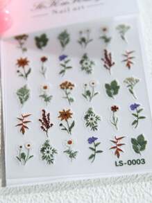 5D Plant Embossed Nail Art Stickers, 3D DIY Nail Decoration, Scrapbooking Stickers For Women