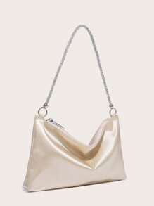 Women's Shoulder Bag Evening Bag Imitation Rhinestone Solid Color Lightweight Fashionable And Simple For Going Out - Apricot - View 5