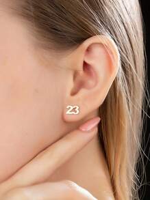 Personalized Numeric Earrings, Vintage Boho Style, Customized Stainless Steel Lucky Number Everyday & Gift Jewelry, Without Coating, Hypoallergenic Earring Posts, Suitable For Thanksgiving & All Seasons - Unique Gift For Her - Multicolor - View 3