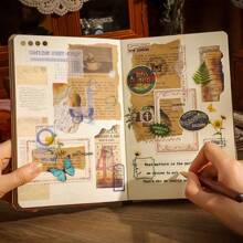 Kreatywny notatnik w stylu europejskim w stylu vintage, twarda okładka z paskiem do zakładek, bogate strony wewnętrzne z unikalnymi ilustracjami krajobrazów, retro dziennik rysunkowy dla uczniów, biuro, impreza, prezenty