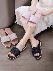 Sandalias planas con brillos, sandalias para mujeres, sandalia plana para dama.