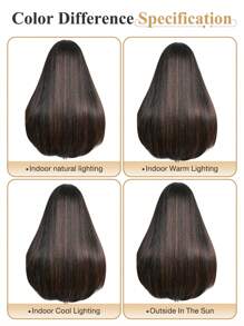 Lange braun-gesträhnte gerade Perücke für Frauen, 24 Zoll klebefrei, realistische synthetische Perücke mit Pony, hitzebeständig, natürlich geschichtet, für Mädchen Alltag, Party, Cosplay