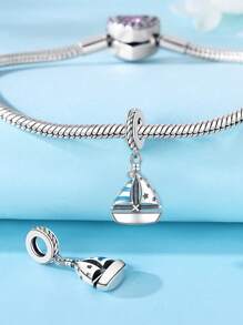 STYFNE 1pc Blue Series Travel Cruise Ship, Camera, Ocean Turtle, Clover Charm Pendant, Suitable For DIY Bracelet, Women Jewelry, Daily Small Gift - Multicolor - View 27