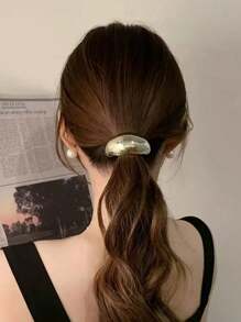 1 pieza Coletero de mujer dorado metálico, accesorio para el cabello tubular lujoso, elástico versátil y de moda para cola de caballo, adecuado para fiestas, compras y vuelta al colegio - Dorado - Ver 6