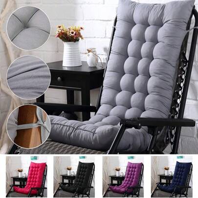 Living And Home Premium 8cm Thick Sun Lounger Rocking Cushion And Chaise Lounge Cushion - Ultra-Soft Cotton Blend With Secure Ties (40x110cm/48x125cm,Grey/Black /Dark Purple/Rose Red/Dark Blue,Indoor/Outdoor)
