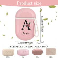 Personalizowana różowa mydelniczka, 26 pierwszych liter, spersonalizowana nazwa, szczelna pokrywka i tacka ociekowa, przenośny uchwyt do podróży, łazienka, kemping, kieszonkowe akcesorium do przechowywania