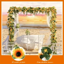 4 件彩色人造向日葵花环 - 92.51 英寸长，适合婚礼、家居和花园装饰、感恩节和秋季庆祝活动