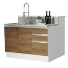 Isla De Cocina Con Encimera Y Mostrador Madesa Glamy Color Blanco Marrón 01 - Blanco y Marrón - Ver 2