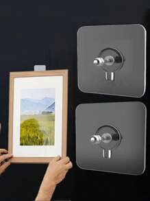 Ganchos adhesivos para pared sin tornillos, soportes de montaje en pared adhesivos y sin taladrar, pegatinas de marco de fotos de acrílico - Multicolor - Ver 16