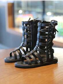 Girls High Top Open Toe Roman Sandals, Fashion Princess Shoes For Little Girls, Summer