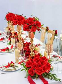 MEHELANY 50/25/9pcs/Pack Burgundy Artificial Rose Heads, Realistic Touch, 1.57 Inch Small Fake Silk Rose Decor Crafts, Suitable For Wedding Centerpieces, Bridal Shower Gifts, Home Decor, DIY Wedding Wreaths, Weddings, Birthday Cake Decorations, DIY Flower Walls, Photo Album & Frame Decorations