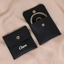 Bolsa pequeña de almacenamiento de joyas de PU, bolsa de joyas portátil, personalización de nombre personalizado, adecuada para regalos, cumpleaños, festivales, Día de la Madre