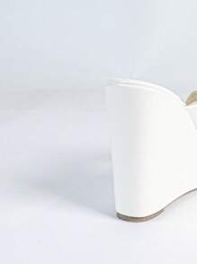 Women's Thick Sole Wedge Heel Strap Sandals, Plus Size, Beach Outdoor Wear - White - View 8