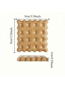 1 件木制饼干形杯垫 - 实木隔热垫，适用于咖啡杯、茶杯、马克杯 - 天然木色饮料杯垫 - 必备厨房桌面装饰和杯架 - 棕色 - 查看 6