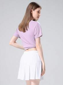 CAMEL CROWN Women's Badminton Uniform Suit, Spring And Summer Professional Sports Quick-Drying Short-Sleeved T-Shirt Table Tennis Tennis Game Training Clothes Summer - Light Purple/infinite White - View 5