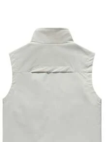 Men Outdoor Lightweight Sleeveless Vest Jacket, Spring/Summer Casual Hiking Fishing Stand Collar Utility Waistcoat - Beige - View 4