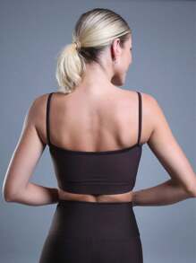 FITNESS TOP WITH NON-TRANSPARENCY STRAPS AND HIGH SUPPORT - Rust Brown - View 4
