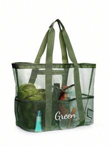 1pc Embroidery Customization Large Capacity Polyester Mesh Shoulder Bag, Lightweight Foldable Beach Bag, Portable Travel Washing And Swimming Storage Bag, Holiday Gift For Mother,Multifunction,Versatile,Large Capacity,Lightweight,Functional,Practical,All-Purpose,Colorful,Cute,Adorable,Contracted,Funny,Kawaii,Y2K,Minimalist,Commuting,Business Casual,Basics,Custom,Personalized,Unique,Customized,Ideal Gifts For Him,Ideal Gifts For Her,Her,Boyfriend,Girlfriend,Family,Friends,For Anniversaries,For Teacher Gifts,For University,For Colleague,For Dorm Rooms,For Teacher,For Boys And Girls,For Teenagers,Junior High School Students,Middle School Students,High School Senior High School Students,College Students,University Students,Freshman,Sophomore,Underclassmen